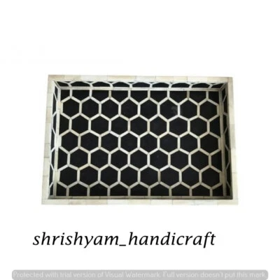 Handmade Bone Inlay Decorative Tray, Kitchen Tray, Breakfast Tray, Makeup Tray - Image 1 of 4
