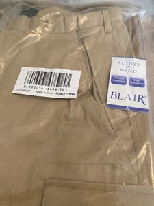 John Blair Adjust-a-band Dark Khaki Cargo Pants Men 36L - Picture 1 of 7