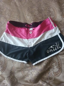 Juniors Girls Size 3 O'Neill Pink White Black Boardshorts Shorts Beach - Picture 1 of 4