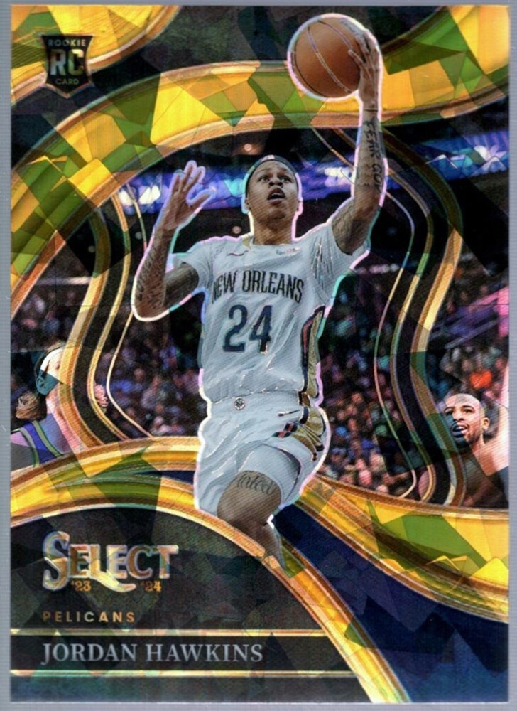 JORDAN HAWKINS /10 PELICANS ROOKIE COURTSIDE GOLD ICE PRIZM RC SP 2023-24 SELECT
