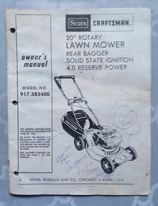 Sears owners manual rotary lawn mower 1984 - Picture 1 of 2