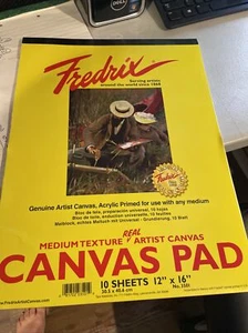 Fredrix No. 3501 12" x 16" 10 Sheets Medium Texture Real Canvas - Picture 1 of 3