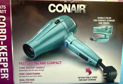 Secador de pelo Conair 1875 vatios con mango plegable y cable retráctil Foto 1 de 2