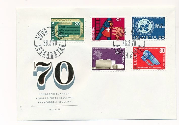 D146322 Fire Fighters Buildings Architecture UN FDC Switzerland - Image 1 of 1