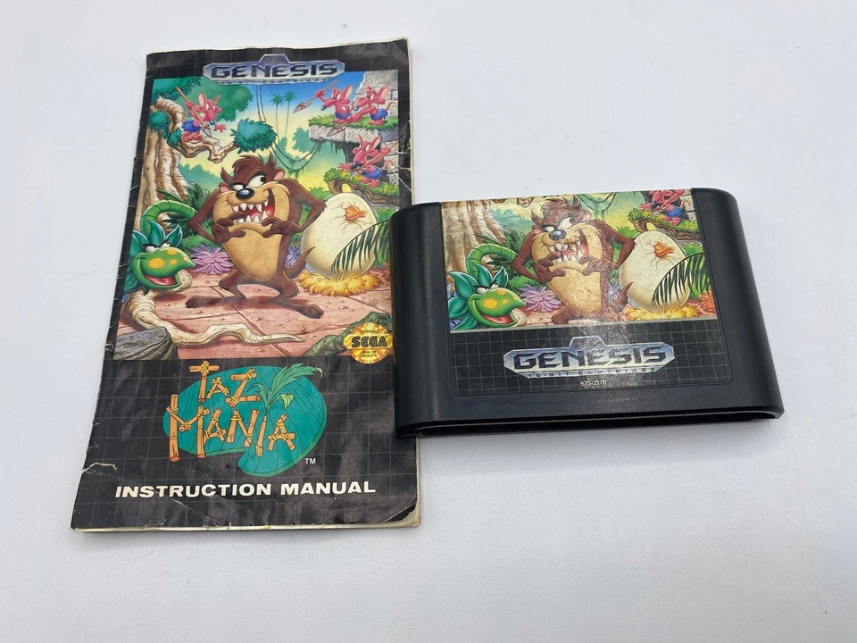 Cartucho y manual Taz-Mania (Sega Genesis, 1992), auténtico ¡PROBADO Y FUNCIONANDO! Foto 1 de 1