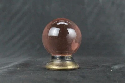 Maçaneta de porta de vidro rosa claro vitoriana - Base de latão, decoração vintage delicada para casa - Imagem 1 de 4