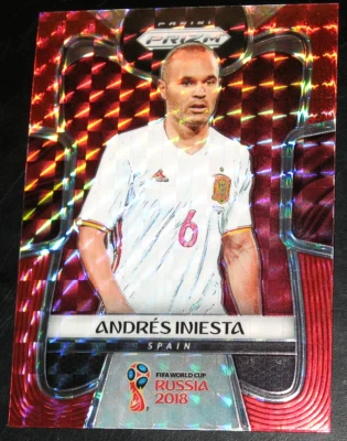 2018 Prizm World Cup Andres Iniesta Red Mosaic Prizms Refractor Parallel Base - Image 1 of 2