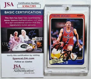 1988 Fleer 13 Muggsy Bogues Signed Rookie Card Autograph RC Auto JSA COA Hornets - Picture 1 of 2