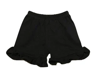 NEW CUTE KIDS GIRL'S COTTON SPANDEX RUFFLE TRIM SHORTS BLACK SZ 4 - Picture 1 of 3