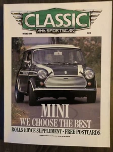 Classic & Sportscar October 1988 Jaguar C-Type Aston DB3S Mini Rolls Royce 50yrs - Picture 1 of 2