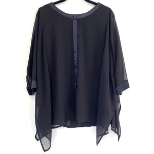 NWT $395 Basler Black Semi Sheer Silk Blend Kimono Tux Blouse Top sz 42 - Picture 1 of 11