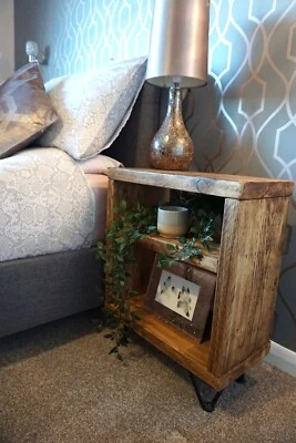 Rustic Bedside Table | Farmhouse Bedside Table | Side Table | Hairpin Table | - Image 1 of 4