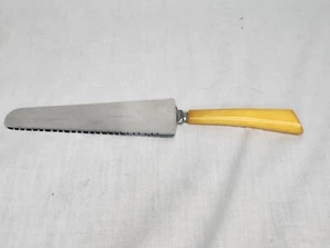Cake Knife with Butterscotch Bakelite Handle and stainless steel 10in blade - Picture 1 of 4
