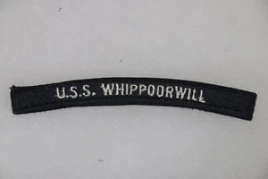 ORIGINAL US NAVY UNIFORN SHOULDER TITLE TAB USS WHIPPOORWILL CUT EDGE - Picture 1 of 1