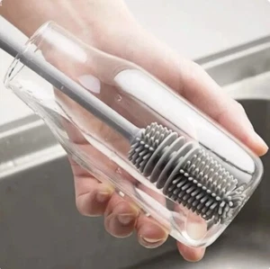 Spazzola Tazza Silicone Strumento Bottiglia Vetro Spazzola Pulizia Manico Lungo Cucina Gadget - Foto 1 di 8