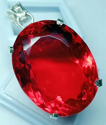 Medallón colgante de topacio rojo corte ovalado 110-111 quilates piedras preciosas naturales certificado EGL Foto 1 de 4
