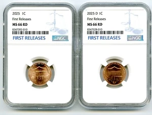 2025 P & D LINCOLN SHIELD CENT NGC MS66 2-COIN PENNY MATCHING SET FIRST RELEASES - Picture 1 of 2