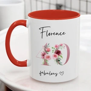 40th birthday mug 1984 floral gift for her mom grandma personalized coffee cup - Picture 1 of 33