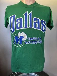 90s Vtg Dallas Mavericks NBA Basketball Green T shirt logo rare tee HN1522 - Picture 1 of 2