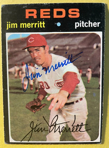 SIGNED JIM MERRITT 1971 TOPPS AUTOGRAPHED BASEBALL CARD - REDS