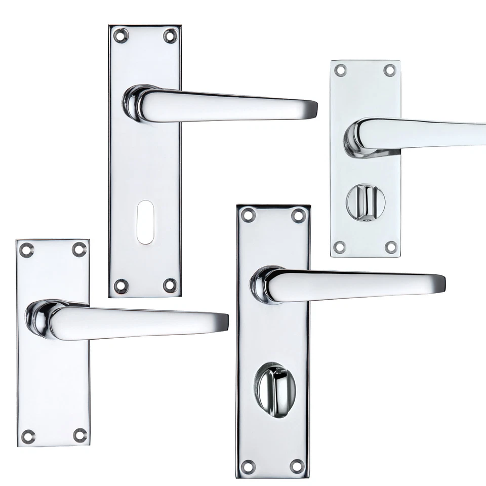 Door Handles Victorian Straight Latch Lock Bathroom Privacy Door Handles Sets - Image 1 of 1
