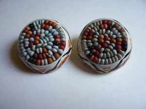 Vintage Indian Design Seed Bead Earrings - Picture 1 of 4