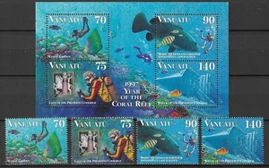 Vanuatu 1997 Fauna Wildlife Marinelife Fisch Fish Coral Reef Diver Set + MS MNH - Bild 1 von 1