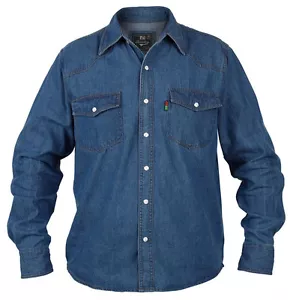 Quality New Men's BLUE / BLACK Denim Shirt Long Sleeve Casual Classic Western - Picture 1 of 2