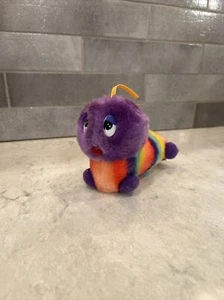 "Oruga de peluche a rayas arco iris 6"" Lexony International de colección de 1980" - Imagen 1 de 10