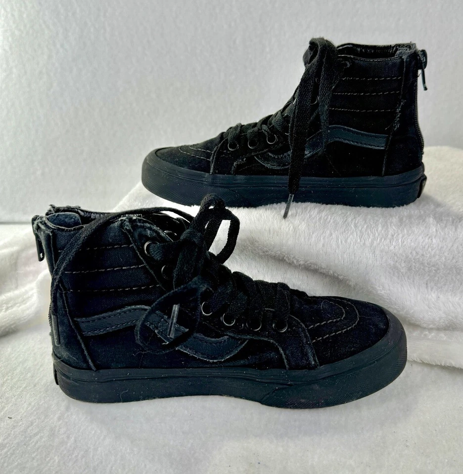 Vans Sk8 Zapatos con Cremallera Alta Niños Talla 13.5 Tenis Triple Negro Juvenil Patinador Alto Foto 1 de 4