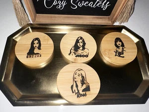 BlackPink Custom Bamboo Coasters - Round, Set of 4 Jennie Rose Lisa Jisoo - Picture 1 of 4