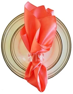 150 Coral Satin Napkins 20" x 20" Square Handkerchief Banquet Wedding Decor - Picture 1 of 1