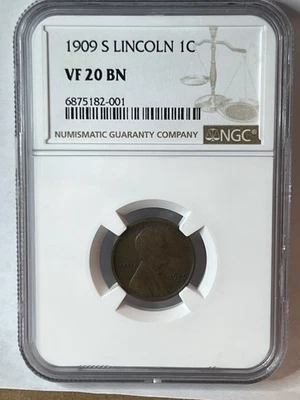 1909-S Lincoln Wheat Cent, Key Coin, Graded VF 20 By NGC - Image 1 of 4