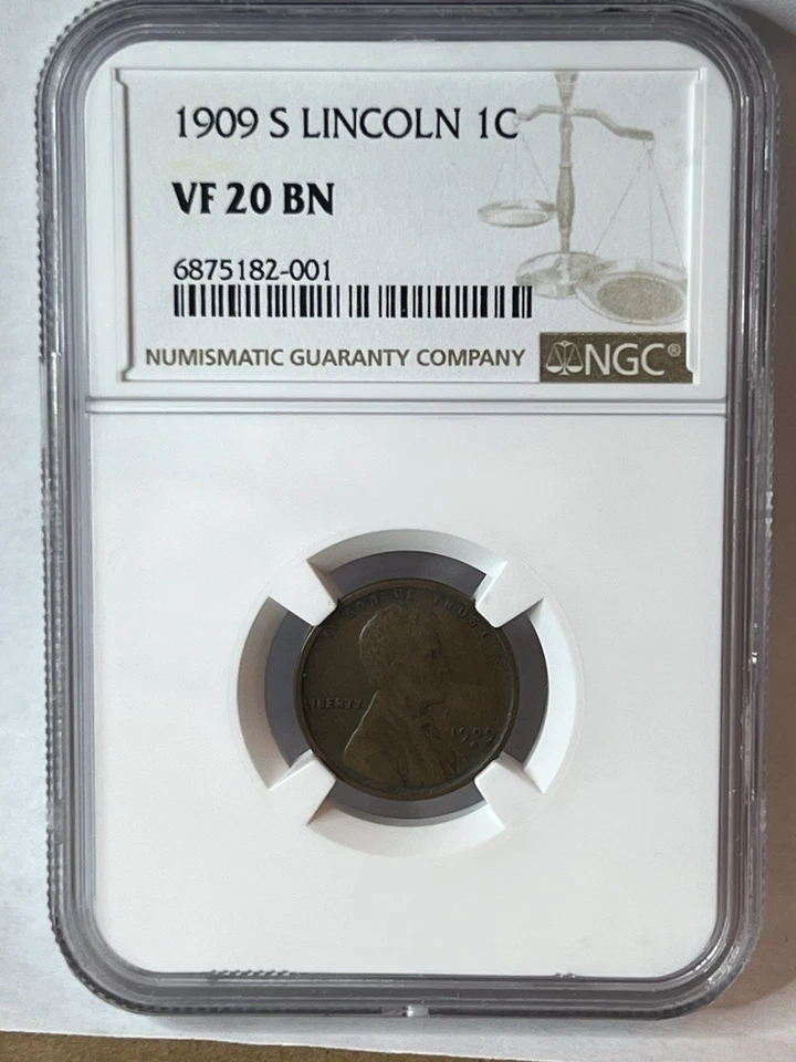 1909-S Lincoln Wheat Cent, Key Coin, Graded VF 20 By NGC - Image 1 of 4