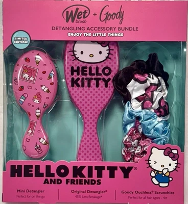 Juego de cepillos para el cabello Wet Brush & Goody Hello Kitty & Friends edición limitada nuevo en caja Foto 1 de 4