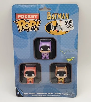 Funko Pocket Pop Batman 3pk Tarjeta Mini Figuras Vinilo Púrpura Naranja Marrón 2016 DC Foto 1 de 4