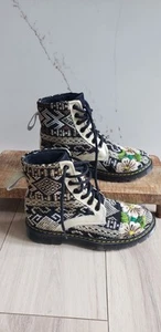 Stivali da combattimento Zapatik ricamati donna 7 floreali boho stringati made in Mexico - Foto 1 di 8