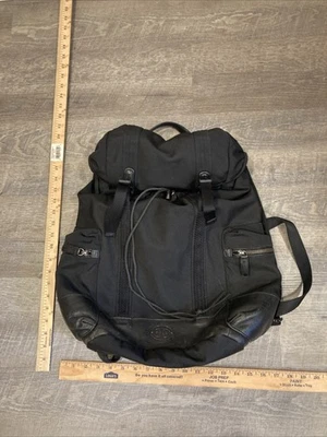 Polo Ralph Lauren Negro Nylon Cuero Recortado Grande Mochila Bolso Foto 1 de 4