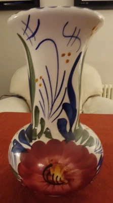Vintage Spanish Hand Painted Pottery Vase 1980's - Image 1 of 3
