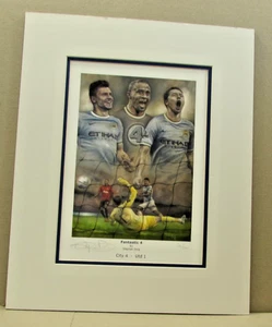 Manchester City Fantastic 4 Limited Edition Mounted Print by Stephen Doig - Picture 1 of 1