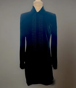 Elie Tahari Small size A Black Velvet Coat Embroidered Long Jacket Boho Festive - Picture 1 of 17