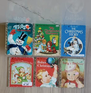 Holiday Little Golden Books Lot Frosty Christmas Birthday Vintage Set of 6 - Imagen 1 de 8