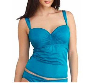 Nwt Coco Reef Bandeau Lagune Blau Badeanzug Tankini Uw Bh Körbchen Top 32C/34C - Picture 1 of 6
