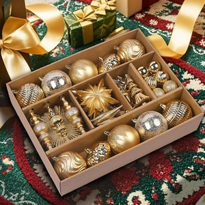 80Pcs Christmas Balls Ornaments Set, Contemporary Light Luxury Gift Set, Shatter - Picture 1 of 8