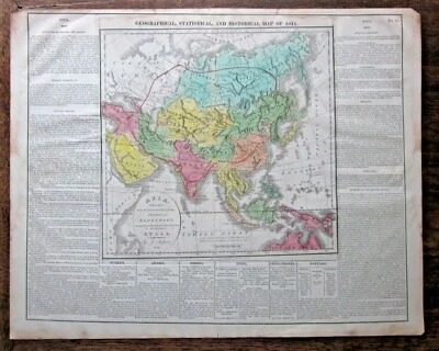 Mapa geográfico estadístico histórico de Asia de 1821 Aspin Carey LaVoisne ESCASO Foto 1 de 4