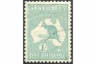 Australia 1929 Sc#98,SG109 Kangaroo 1/- blue-green SMW full gum CTO