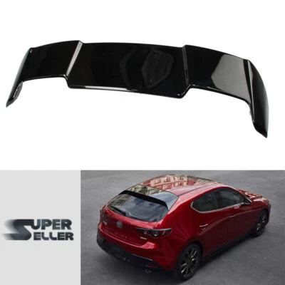 Fit For Mazda3 Mazda 3 4th BP Hatchback Rear Roof Spoiler DTO Type Glossy Black - Image 1 of 4