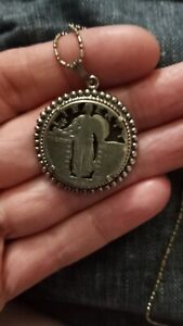 1928 Quarter - Liberty CUT OUT on Black Leather-  Pendant On A vintage 18" chain