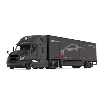 1/64 DCP C8 CORVETTE FREIGHTLINER CASCADIA W/ WABASH DURAPLATE DRY VAN TRAILER - Image 1 of 4