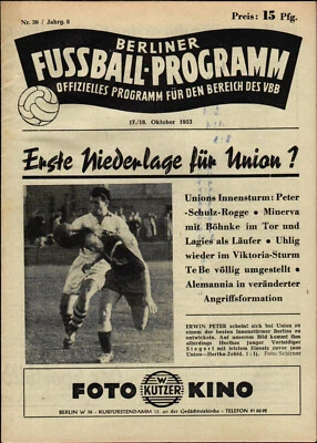 17 18.10.1953 Hertha BSC - Germania 88, Blau-Weiß 90 - Zehlendorf, TeBe - Alem - Bild 1 von 4